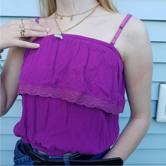 Fuchsia Ruffle Crop Top - Picture 5 of 5